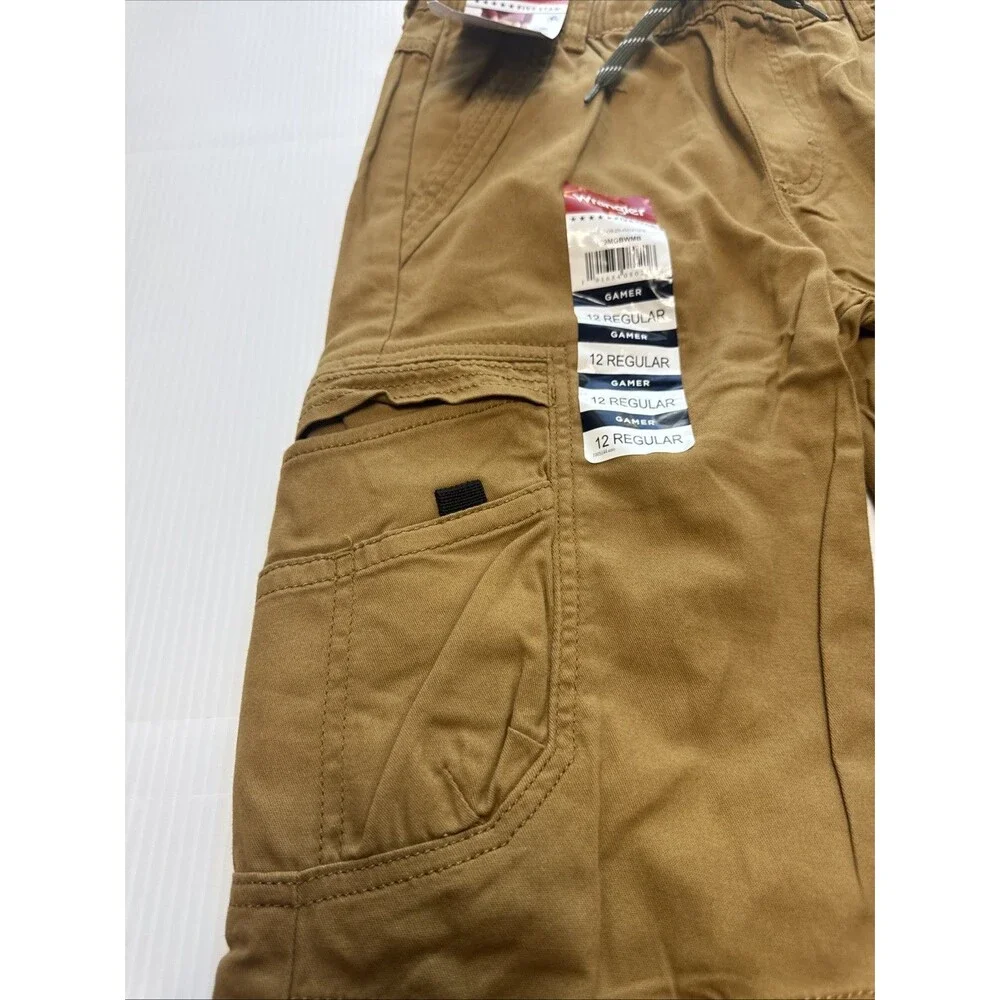 Wrangler Boys Five Star Gamer Cargo Jogger Pants Khaki NWT Size 12 Slim